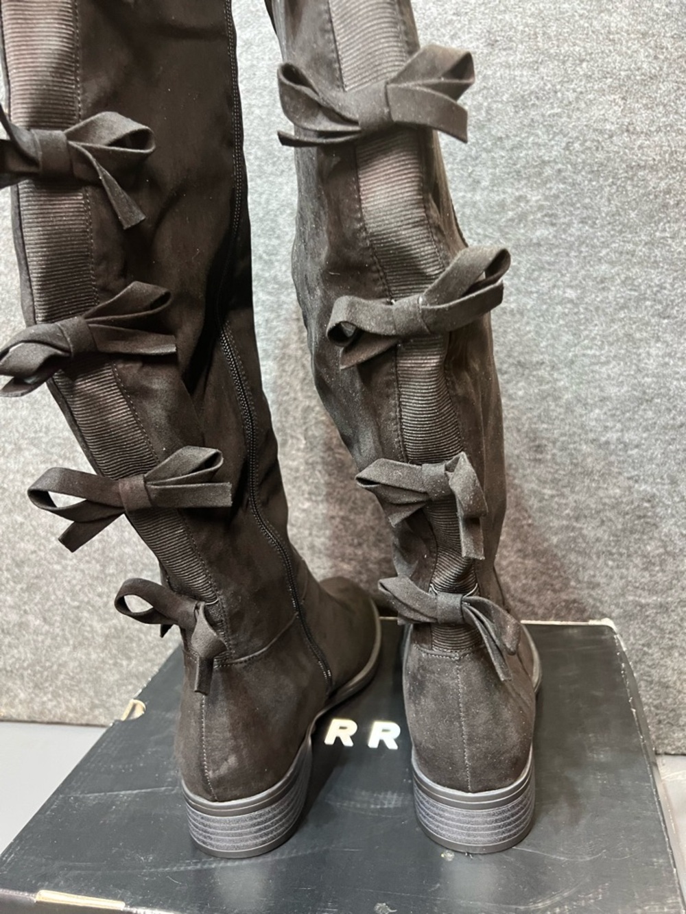Torrid Bow Back OTK Boot - Faux Suede Black Size 9.5 WW - Picture 7 of 11